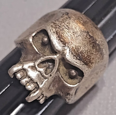 VINTAGE HAND MADE STERLING SILVER SKULL MEN’S RING MOTORCYCLE S10/20gr