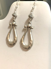 «On SALE* HANDCRAFTED LG. EGYPTIAN HAMMERED SILVER METAL-ART EARRINGS -NEW
