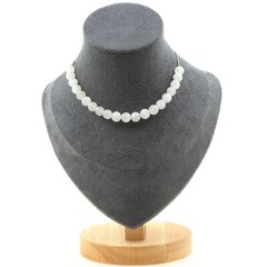 Necklace 20 Moonstone Beads From Sri Lanka 8 Mm Steel Chain Women’s Necklace