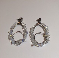 EARRINGS W/ NATURAL MOONSTONE *HANDMADE WIRE WRAPPED HOOP MOONSTONE EARRINGS