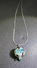 18K Rolled Gold Filled Chain, Blown Glass, Crystal Pendant, 24”