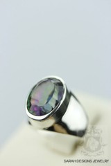 Size 6.5 Oval Cut 13 CARAT MYSTIC TOPAZ 925 Sterling Silver Ring r378