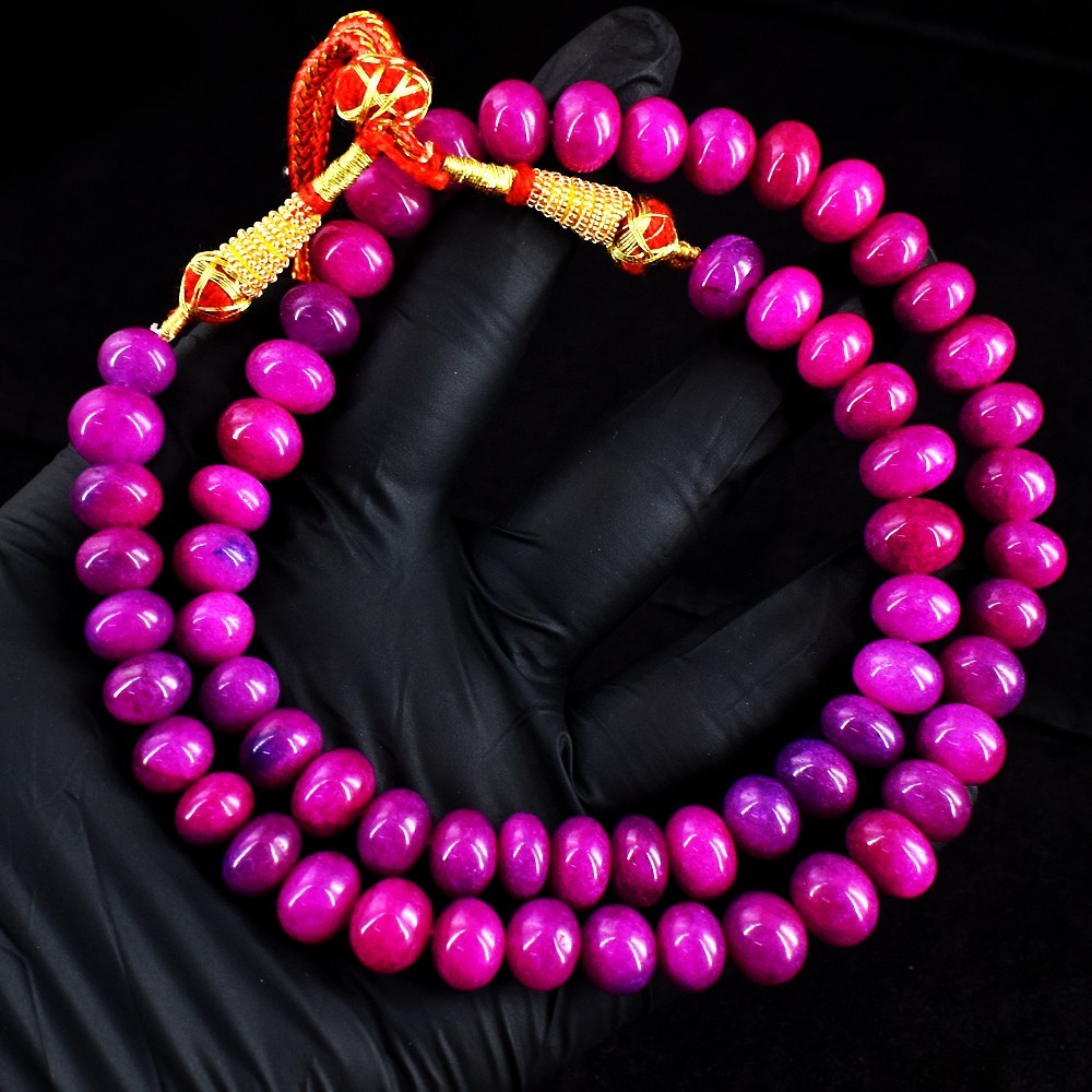 Best Pink Ruby 447.00 Cts Top Grade Selling Beaded Jewelery Necklace VK 12 E748