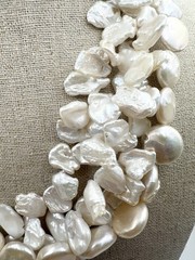 Handmade Keshi Freshwater Pearl Multistrand Toggle Necklace 19”