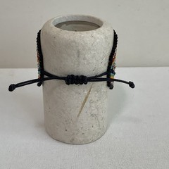 Handmade Beadweaving Bracelet Black, Red, Yellow, Turquoise, Silver