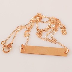Gift Beautiful!14K Rose Gold Filled Stamped Bar Charm Personalized Necklace 15″