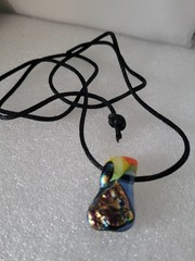 Dichroic Fused Glass Teardrop Pendant Necklace Cord