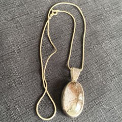 Vintage GARDEN LODOLITE QUARTZ CRYSTAL STERLING SILVER PENDANT Necklace