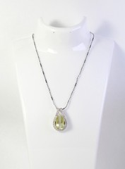 Sterling Silver Lemon Quartz Pendan free 20″ inches Rhodium Plated Silver Chain