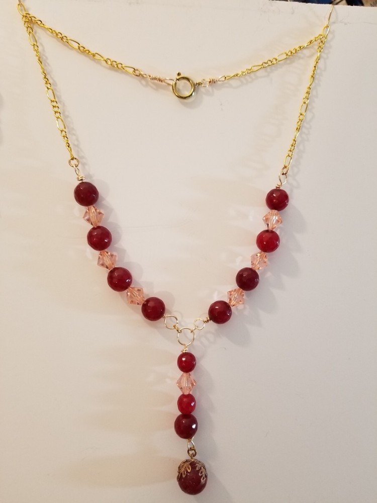 Artisan Medieval Princess Styled Undrilled focal Red,Pink Preciosa, Red Quartz