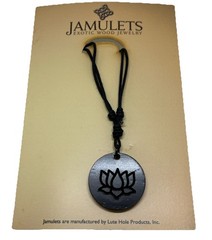 Wood Amulet by Jamulets Lotus Flower Symbol Choker or Necklace