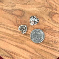 Sterling Silver Diamond-Cut Heart Stud Earrings