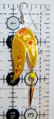 Yellow Silver Copper & Enamel Earrings Etched Floral Abstract Design Dangle Boho