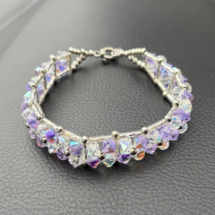 Purple Handcrafted Crystal Beaded Bracelet