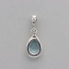 Faceted Drop BLUE TOPAZ Pear / Teardrop Dangle Pendant 925 STERLING SILVER #4e