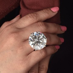 HUGE 82.75 Ct Certified, 925 Silver White Diamond Ring, FREE Diamond Studs