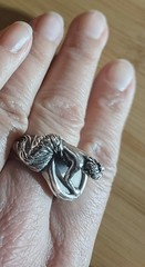 Gorgeous Ring Handmade & Stamped Woman Crying Beautiful Dress Sterling Silver 7