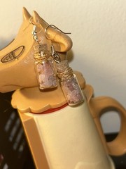 Handmade Crystal Jar Earrings, Silver And Gold