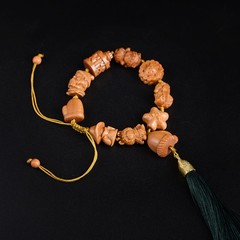 Natural Sandalwood Fashion Mala Bracelet with Christmas-Themed Wooden Beads