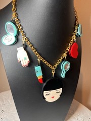 Baccurelli Signed Louise’s 7 Treasures in Pandora’s Box Charm Necklace 2-Sided