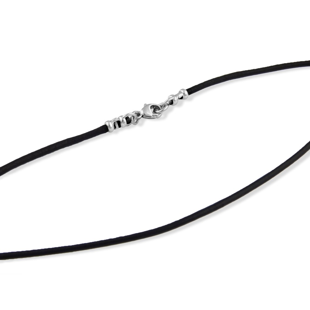 2mm Black Leather Cord Necklace with Sterling Silver Lobster Clasp 12″ – 30″