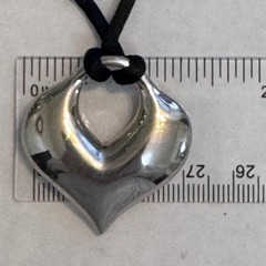 Modernist Sculptural Heart Pendant Made/USA Silver-Tone Metal 80s/90s Minimalist