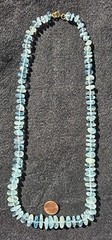 PRICE REDUCED – UNIQUE NATURAL BLUE AQUAMARINE TUMBLED NECKLACE – SINGLE STRAND
