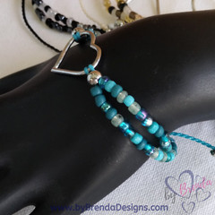 Handcrafted Beaded Adjustable Bracelet with Connector; handmade jewelry