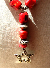 Taxco Mexico Red Coral Necklace Bracelet Set Artisan Strling Silver Star Pendant