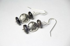 Iolite Dark Blue Roundel 10mm Gemstone Earrings .925 Sterling Silver 1 1/2″ Hook