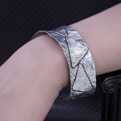 7”, vintage southwestern Sterling Silver 925 cuff bracelet geometric textures