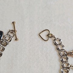 Handmade Gold Tone Cable Chain Charm Bracelet Heart Toggle Dangle Vtg Charms
