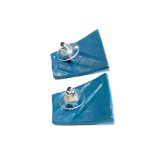Vintage Two Tone Blue Stripe Trapezoid Art Earrings Modernist Geometric Fashion