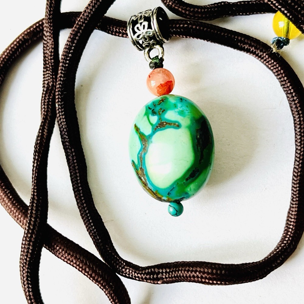 Natural Gemstone Turquoise Fox Or Squirrel Necklace Valuable Unique Jewelry