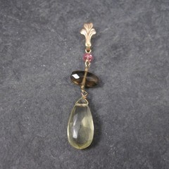 Antique 10K Gold Lavalier Pendant | Quartz Drop Necklace by Esemco Shiman Mfg Co