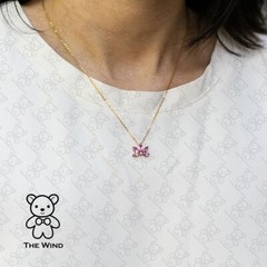 Lotus Water Lily Design Pink Sapphire Diamond Necklace 18K Rose Gold