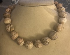HSN picture Jasper heavy 22 mm Gemstone handknotted 18 inch beaded necklace