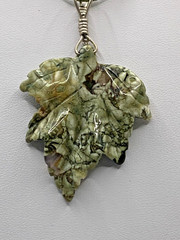 Nature Inspired Carved Green Jasper Leaf necklace with green cord