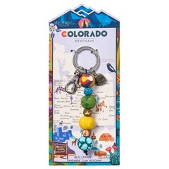 NEW JILZARAH Handmade Clay Beads 4 Ball Keychain DESTINATION COLORADO 18mm Bead