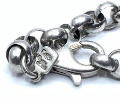 Italy Arezzo Hallmarks Sterling Silver 925 Rolo Link 6.6mm Chain 8.75” Bracelet