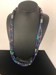 Denim Lapis Multi Strands Navajo Sterling Silver Necklace 22″ 03342