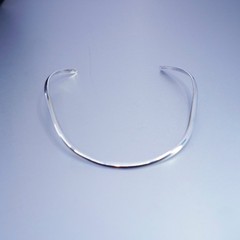 16”, vintage Mexico Sterling 925 silver handmade oval choker collar necklace
