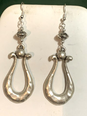 «On SALE* HANDCRAFTED LG. EGYPTIAN HAMMERED SILVER METAL-ART EARRINGS -NEW