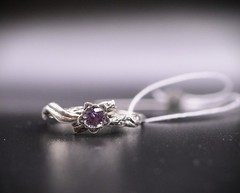 New with Tags Artisan Botanical Twig Silver Ring with Color-Changing Alexandrite