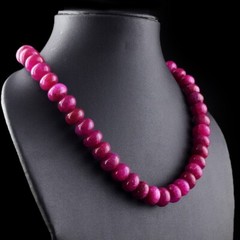 20 Inches Pink Ruby 676.00 Cts Beaded Round Shape Necklace Jewelry AK 45 E599