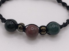 Handmade Macrame Spiral Knot, Adjustable Bracelet with Fancy Jasper Gemstones