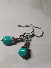 Handmade Turquoise Nugget Earrings, Southwest Style. Hypoallergenic