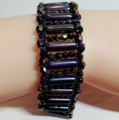 Deep Purple GLASS Bead Woven 85+ Yr Old Artisan 8″ ONE OF A KIND OOAK Bracelet