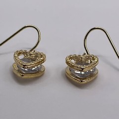 Heart Earrings CZ Rhinestone Cage Dainty Boho Charm Pendant 18k Gold Plated Hook
