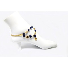 Unique Love Hearts 18k Gold Plated Anklet / 11″ Blue Crystal Love Hearts